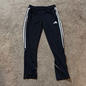 adidas Kids Black Track Pants with White Side Stripes
